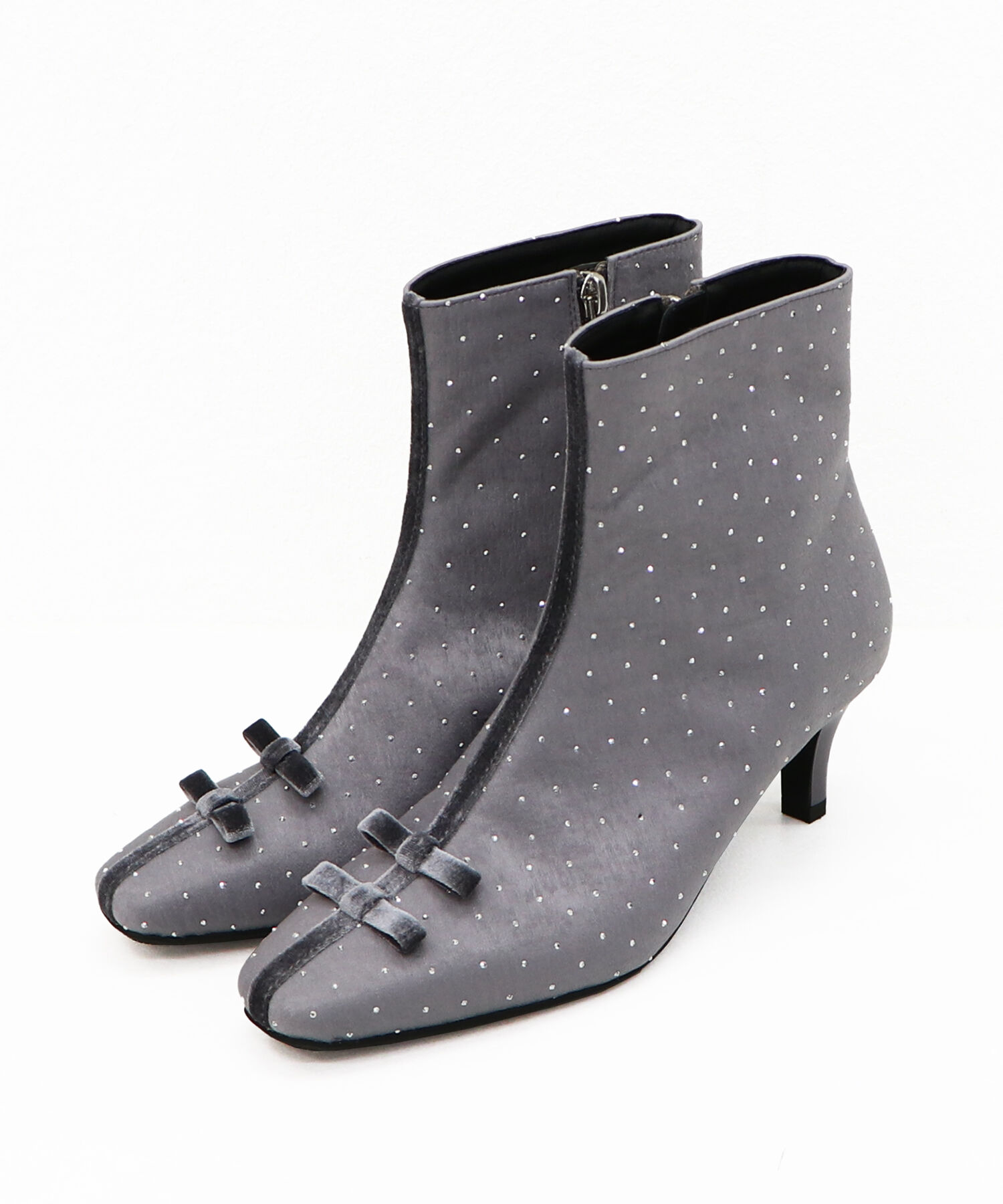 ORiental TRaffic「●2024秋冬新作●リボンモチーフラインストーンヒールブーツ/41436」|ショートブーツ|