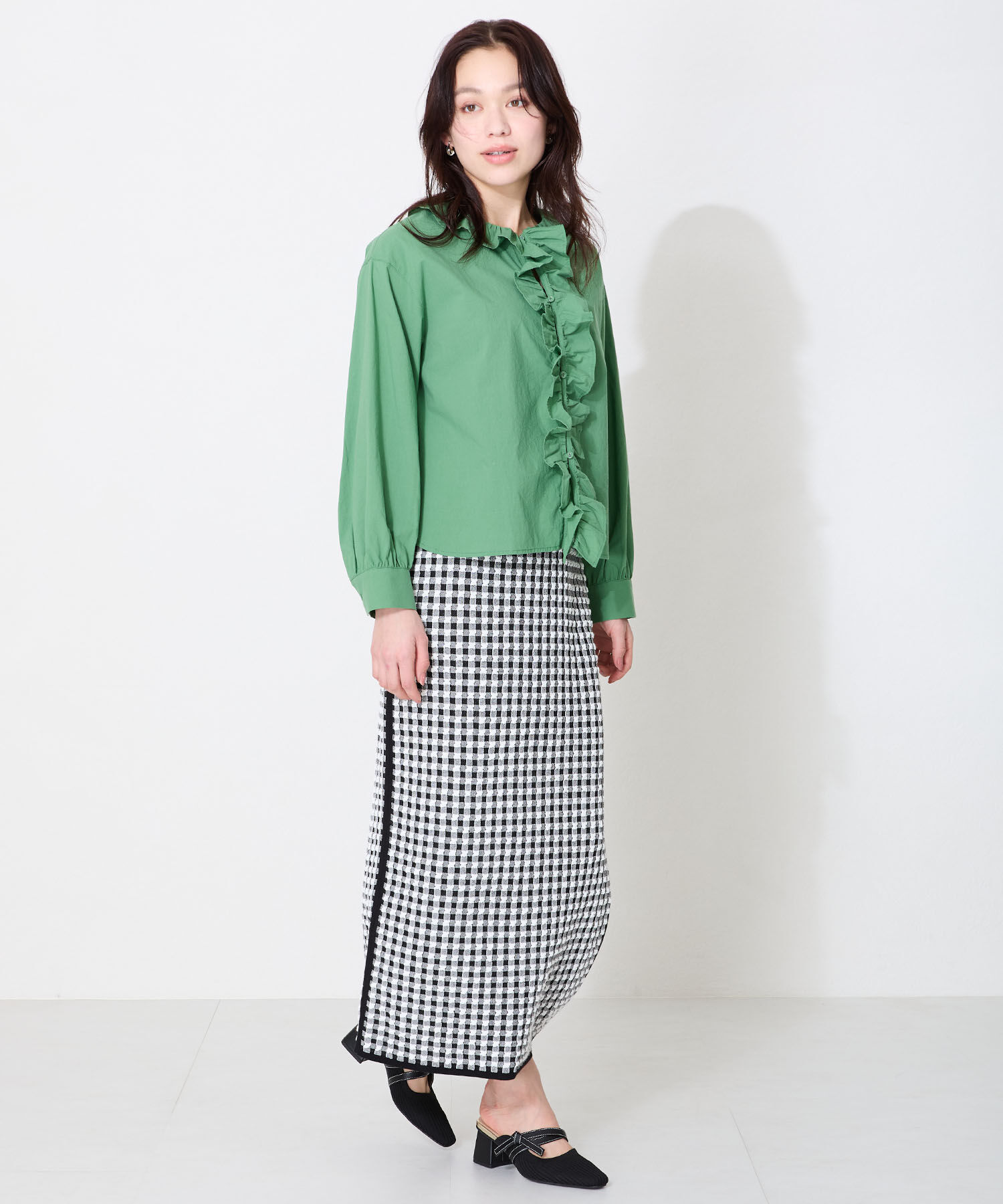 ORiental TRaffic「●2025春夏新作●ニット&times;リボンミュールパンプス/51120 パンプス ミュール ニット 人気 売れてる」|パンプス|