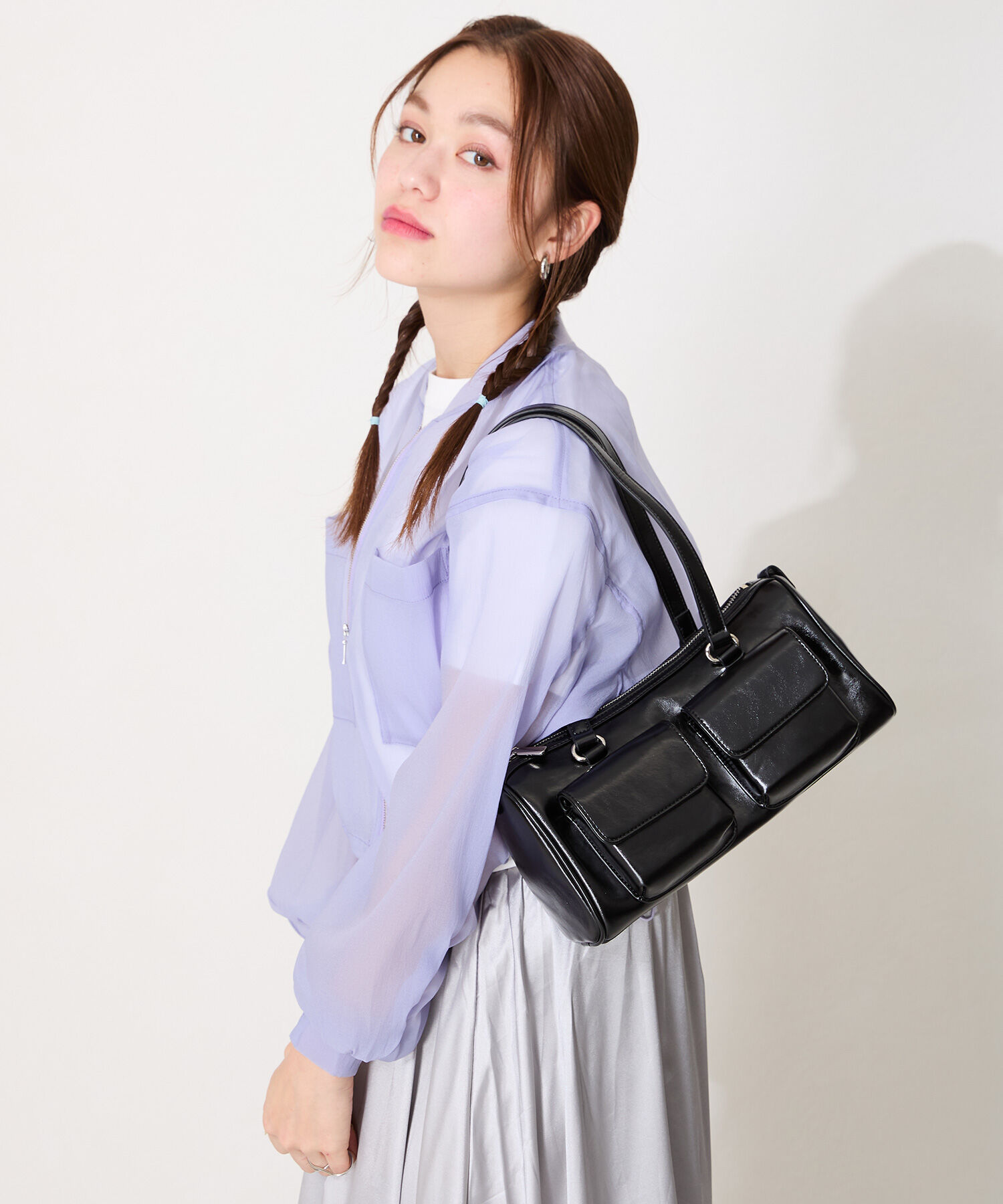 ORiental TRaffic「【トレンド】●2025春夏新作●ダブルポケットボストンバッグ/BA-247 ショルダーバッグ」|ボストンバッグ|