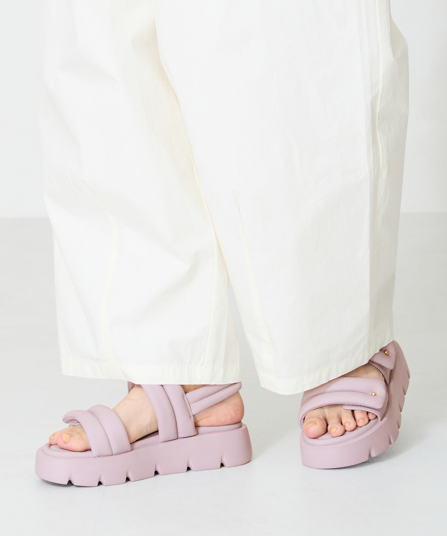 ORiental TRaffic「●2025春夏新作●パデットダブルベルト厚底サンダル/51202 サンダル 人気 トレンド 売れてる」|サンダル|PURPLE