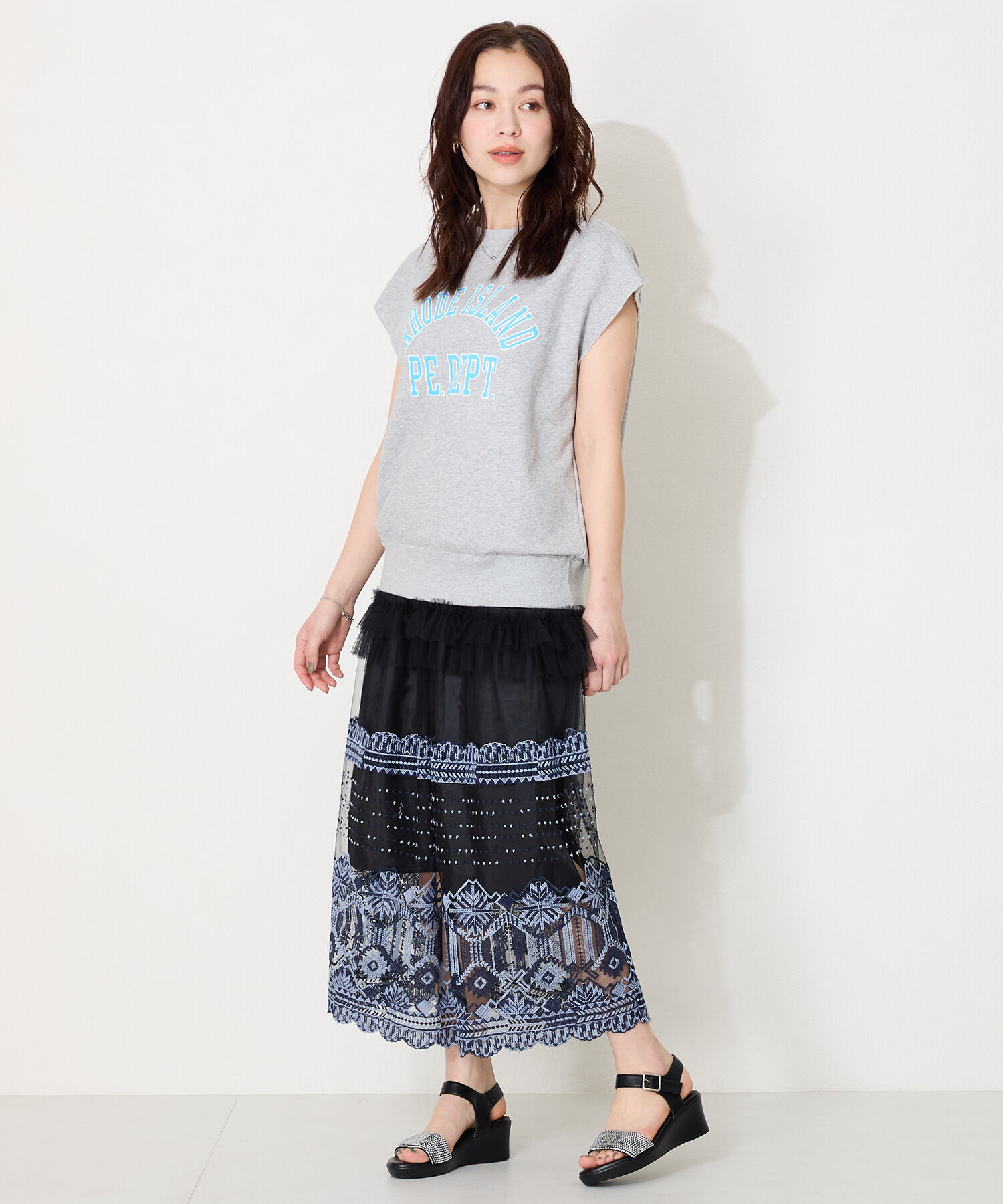 WA Oriental TRaffic「●2025春夏新作●ラインストーンウエッジヒールサンダル/52210 人気 トレンド ヒール6.5cm」|サンダル|