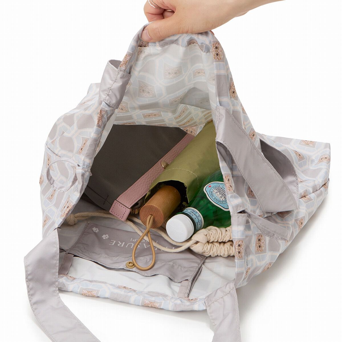 TOPKAPI TREASURE「【TREASURE TOPKAPI】ポケッタブル 猫 プリント エコバッグ」|トートバッグ|