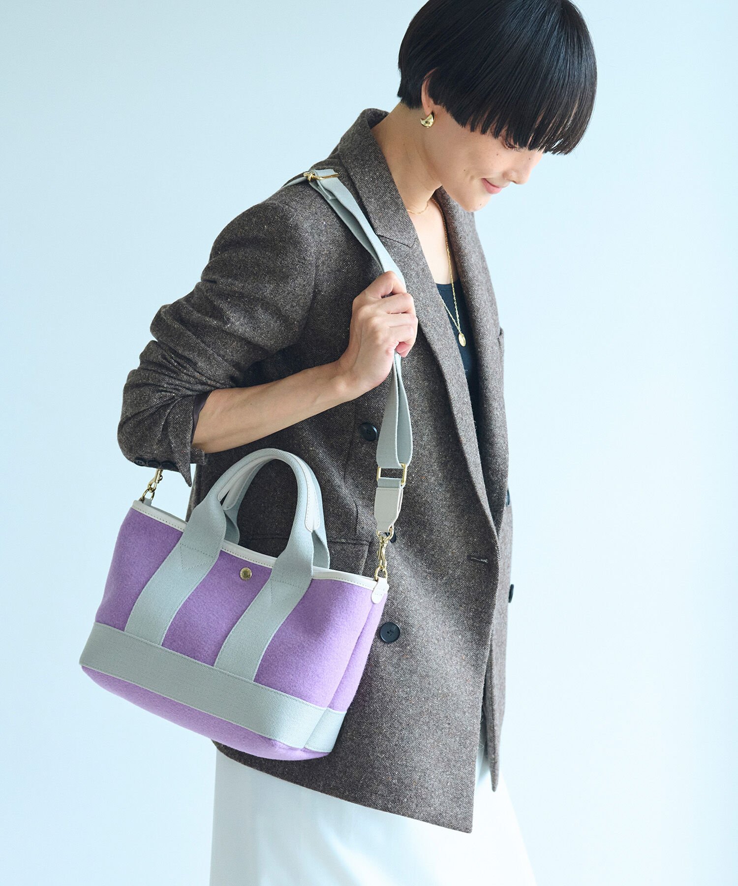 TOPKAPI BREATH「【Breath TOPKAPI】イタリアンフェルト ショルダー付 ミニ トートバッグ S」|トートバッグ|ラベンダー