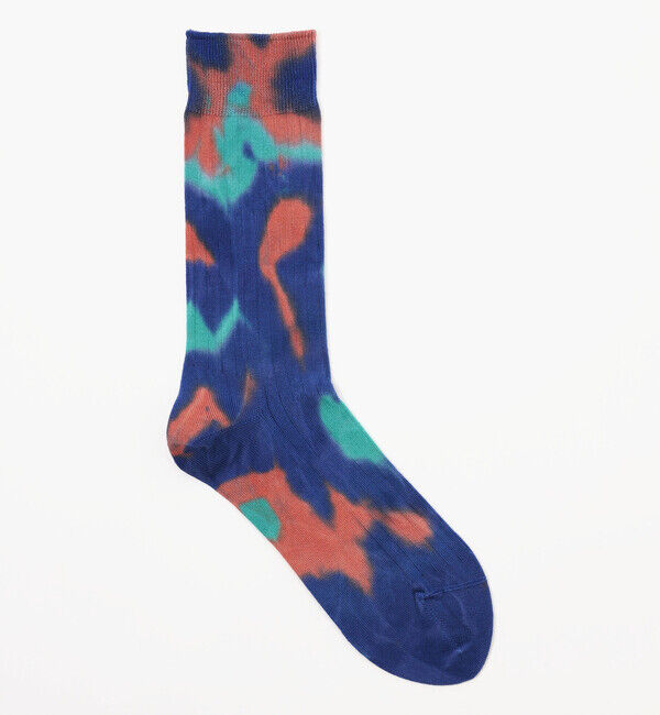 ROTOTO「【ロトト】フォーマルクルーソックス タイダイ/ブルー オレンジ ターコイズ コットン ポリアミド」|ソックス|