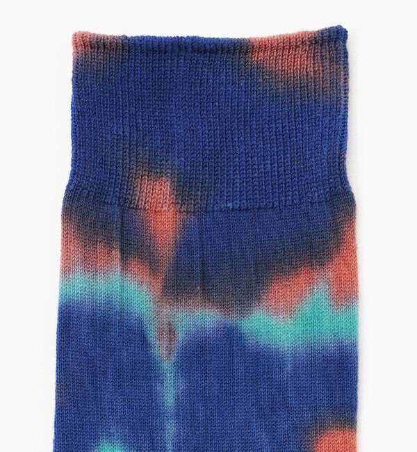 ROTOTO「【ロトト】フォーマルクルーソックス タイダイ/ブルー オレンジ ターコイズ コットン ポリアミド」|ソックス|