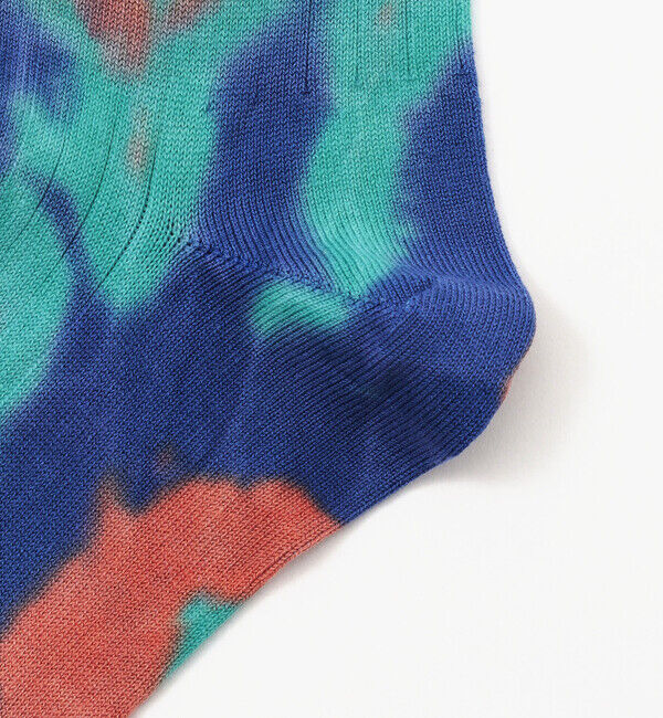 ROTOTO「【ロトト】フォーマルクルーソックス タイダイ/ブルー オレンジ ターコイズ コットン ポリアミド」|ソックス|