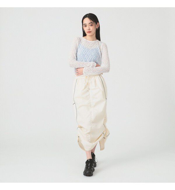 Ray BEAMS 「ストライプ キリカエ トラックスカート」|スカート|