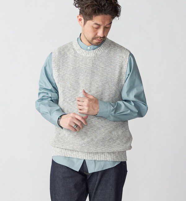 SHIPS「SHIPS:〈手洗い可能〉リネン/コットン メランジ ニットベスト」|ベスト・ジレ|ライトグレー