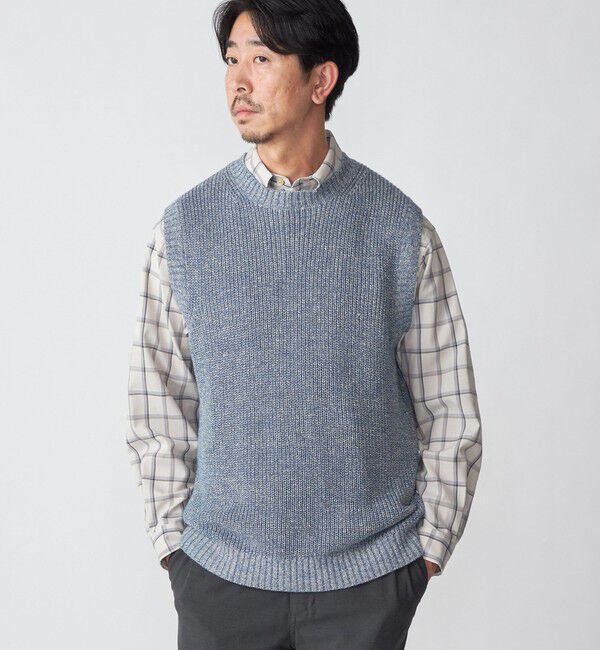 SHIPS「SHIPS:〈手洗い可能〉リネン/コットン メランジ ニットベスト」|ベスト・ジレ|