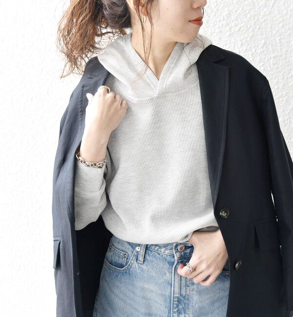 SHIPS any「SHIPS any:〈洗濯機可能〉ワッフル フーディ プルオーバー」|Tシャツ・カットソー|ライトグレー