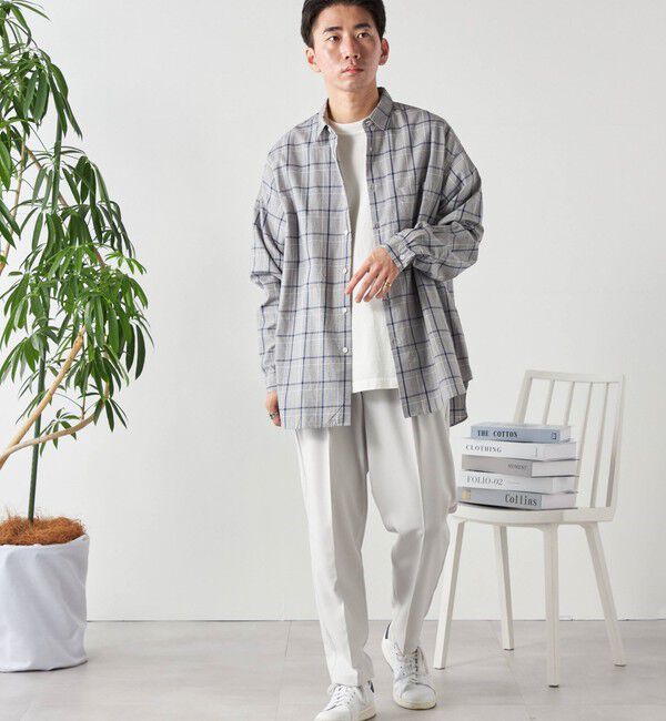 SHIPS any「SHIPS any: オーバーサイズ レギュラーカラー チェック／ストライプ 長袖 シャツ◇」|シャツ・ブラウス|