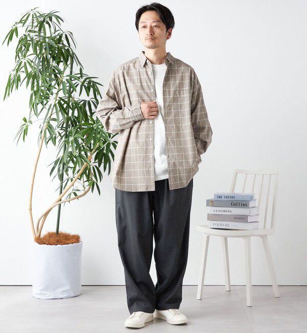 SHIPS any「SHIPS any: オーバーサイズ レギュラーカラー チェック／ストライプ 長袖 シャツ◇」|シャツ・ブラウス|