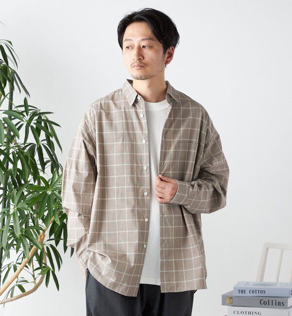 SHIPS any「SHIPS any: オーバーサイズ レギュラーカラー チェック／ストライプ 長袖 シャツ◇」|シャツ・ブラウス|