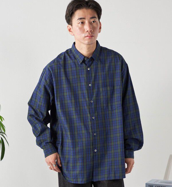 SHIPS any「SHIPS any: オーバーサイズ レギュラーカラー チェック／ストライプ 長袖 シャツ◇」|シャツ・ブラウス|