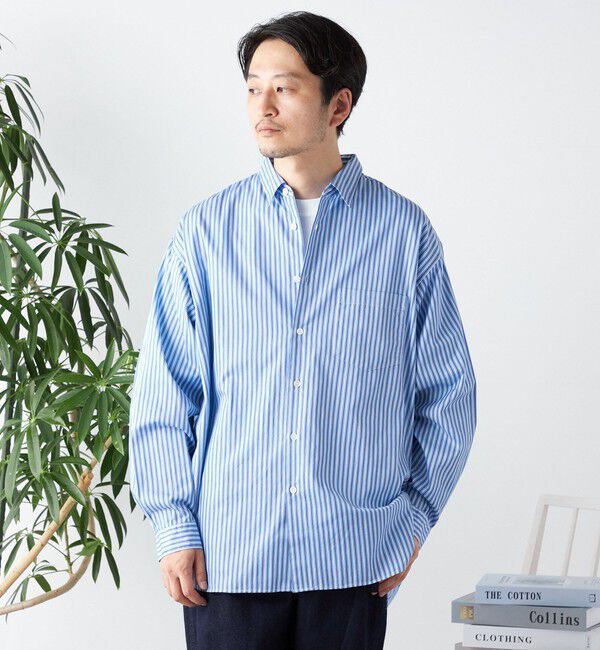 SHIPS any「SHIPS any: オーバーサイズ レギュラーカラー チェック／ストライプ 長袖 シャツ◇」|シャツ・ブラウス|