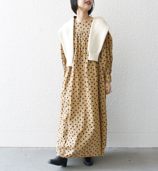 SHIPS any「【SHIPS any別注】MIYAKO TAKAYAMA &times; SHIPS any: ドット マキシ ワンピース」|ワンピース|ベージュ