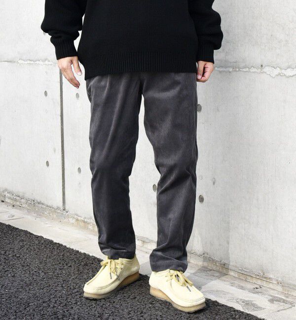 SHIPS any「SHIPS any: ストレッチ コーデュロイ テーパード イージー パンツ 24FW◇」|チノ|チャコールグレー