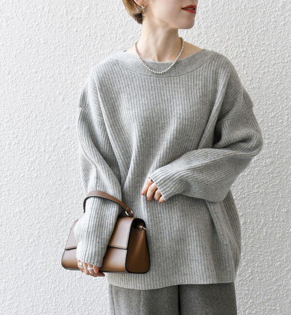 SHIPS any「SHIPS any: AQUA カシミヤ ミックス ボートネック ニット プルオーバー」|ニット・セーター|