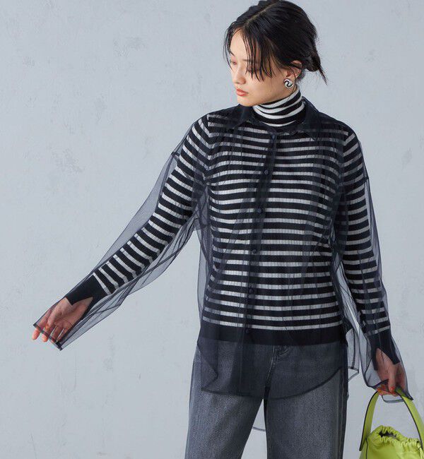 SHIPS for women「〈手洗い可能〉チュール ビッグ シャツ ◇」|シャツ・ブラウス|