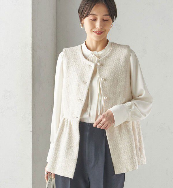 SHIPS for women「〈セレモニー対応可〉スラブ ツイード ジレ（セットアップ対応）」|ベスト・ジレ|オフホワイト