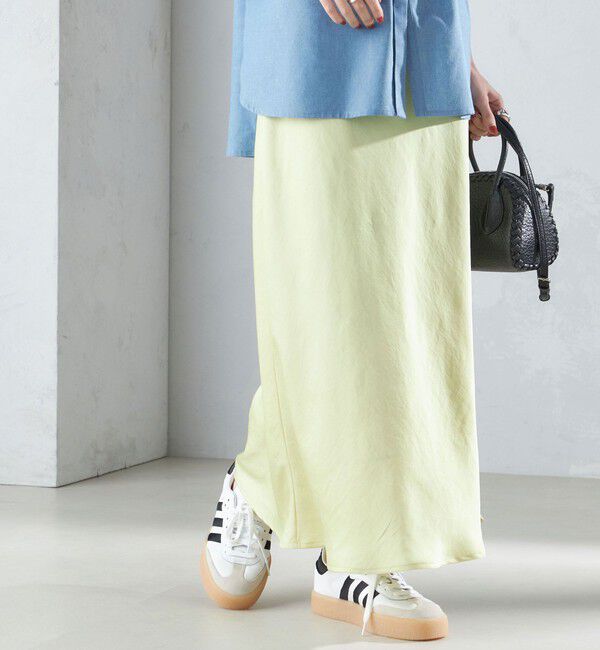 SHIPS for women「〈手洗い可能〉バイアス サテン マーメイド スカート」|スカート|イエロー
