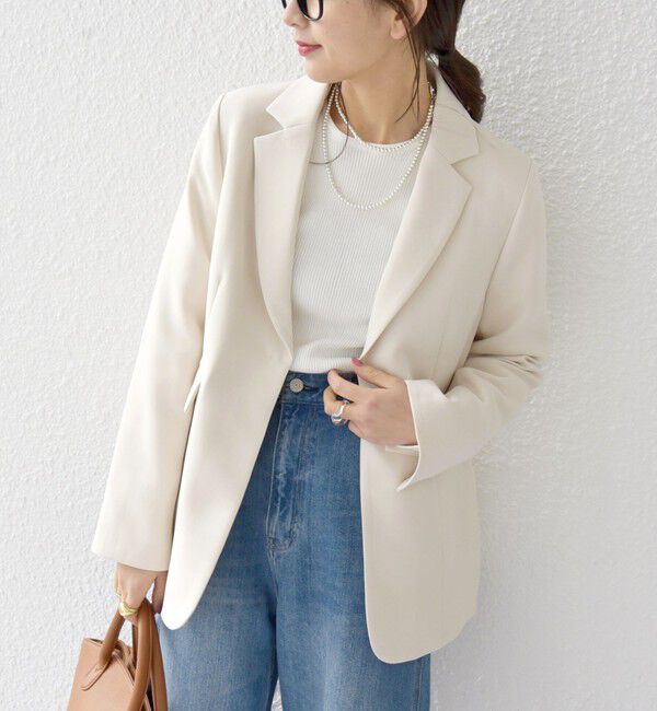 SHIPS any「SHIPS any:〈洗濯機可能〉ダブルクロス テーラード ジャケット［NAVY BLUE］」|テーラードジャケット|