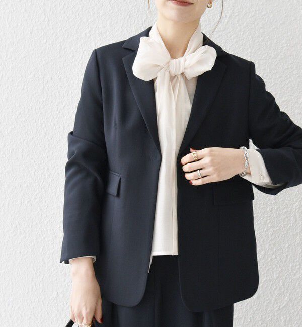 SHIPS any「SHIPS any:〈洗濯機可能〉ダブルクロス テーラード ジャケット［NAVY BLUE］」|テーラードジャケット|