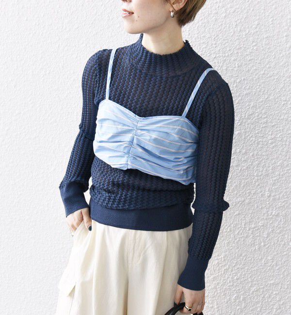 SHIPS any「SHIPS any:〈手洗い可能〉シアー リンクス タートルネック ニット プルオーバー」|ニット・セーター|