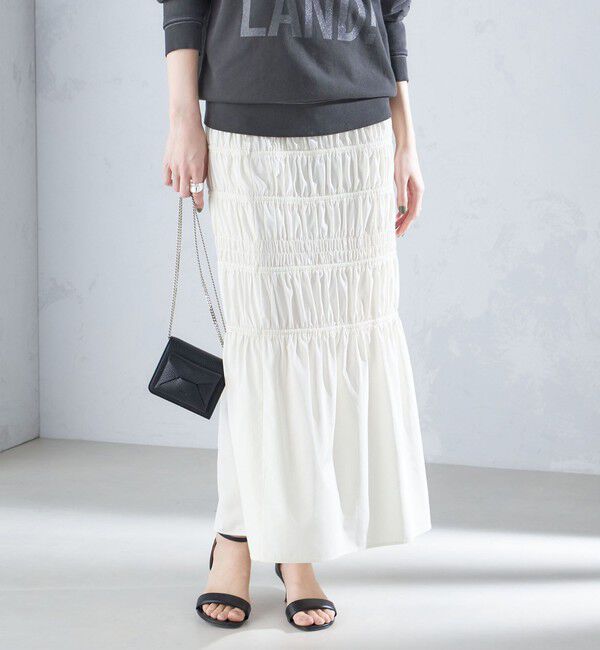 SHIPS for women「〈手洗い可能〉シャーリングギャザースカート 24SS ◇」|スカート|