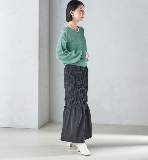 SHIPS for women「〈手洗い可能〉シャーリングギャザースカート 24SS ◇」|スカート|