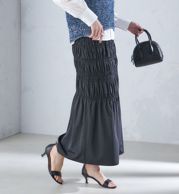 SHIPS for women「〈手洗い可能〉シャーリングギャザースカート 24SS ◇」|スカート|