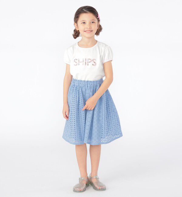 SHIPS KIDS「SHIPS KIDS:100～130cm / ガーリー 刺繍 ロゴ TEE」|Tシャツ・カットソー|