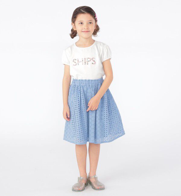 SHIPS KIDS「SHIPS KIDS:100～130cm / ガーリー 刺繍 ロゴ TEE」|Tシャツ・カットソー|