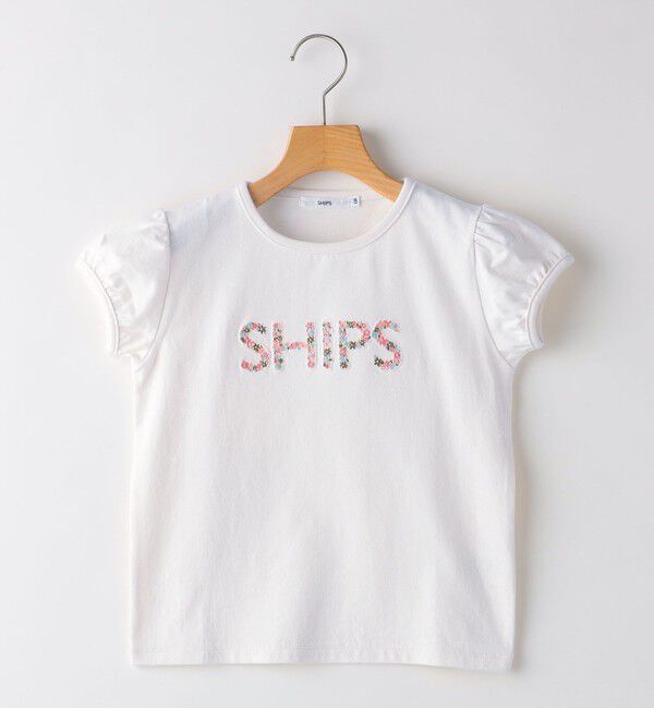 SHIPS KIDS「SHIPS KIDS:100～130cm / ガーリー 刺繍 ロゴ TEE」|Tシャツ・カットソー|