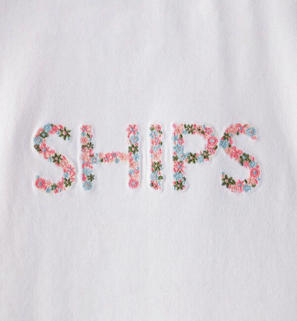 SHIPS KIDS「SHIPS KIDS:100～130cm / ガーリー 刺繍 ロゴ TEE」|Tシャツ・カットソー|
