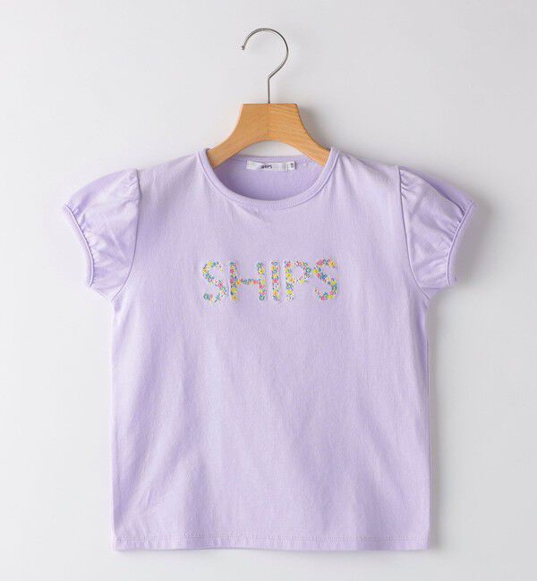 SHIPS KIDS「SHIPS KIDS:100～130cm / ガーリー 刺繍 ロゴ TEE」|Tシャツ・カットソー|