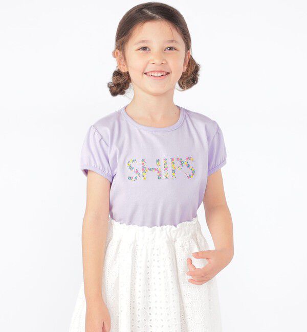 SHIPS KIDS「SHIPS KIDS:100～130cm / ガーリー 刺繍 ロゴ TEE」|Tシャツ・カットソー|