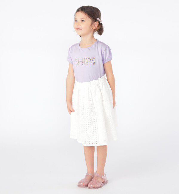 SHIPS KIDS「SHIPS KIDS:100～130cm / ガーリー 刺繍 ロゴ TEE」|Tシャツ・カットソー|