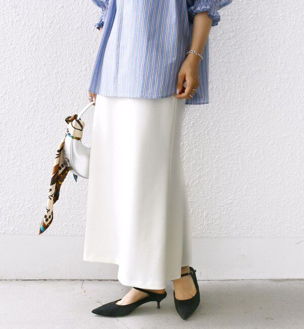 SHIPS for women「〈手洗い可能〉ニット ジョーゼット バック マーメイド スカート」|スカート|