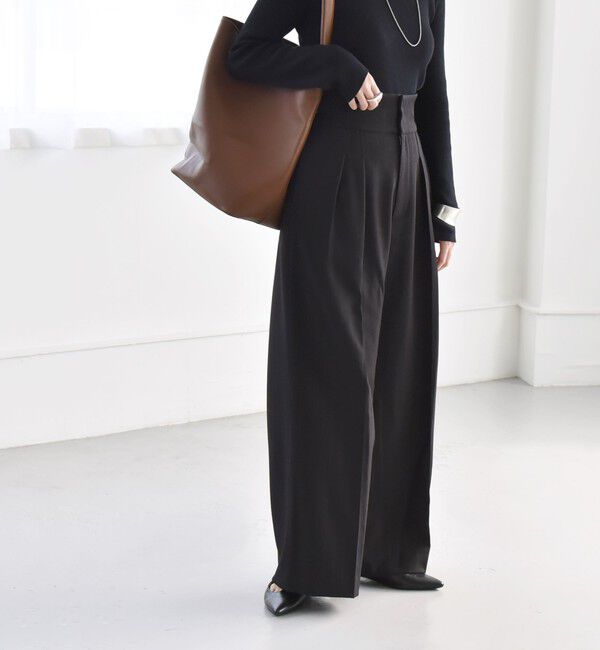 quaranciel「quaranciel:〈洗濯機可能〉ストライプ ハイウエスト ワイドパンツ」|その他|