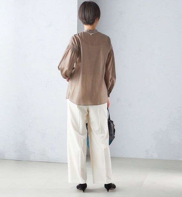 SHIPS for women「〈手洗い可能〉バンドカラー 袖 シャーリング ブラウス」|シャツ・ブラウス|