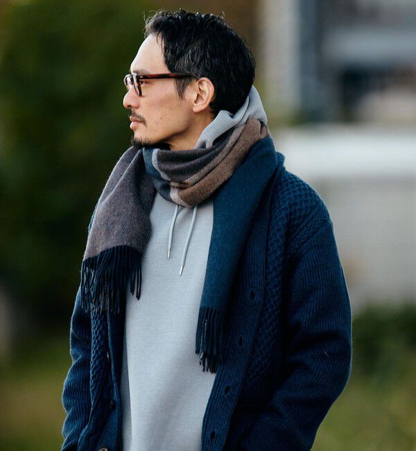 SHIPS「SHIPS: パネル カシミヤ ダブルフェイス マフラー」|ストール|