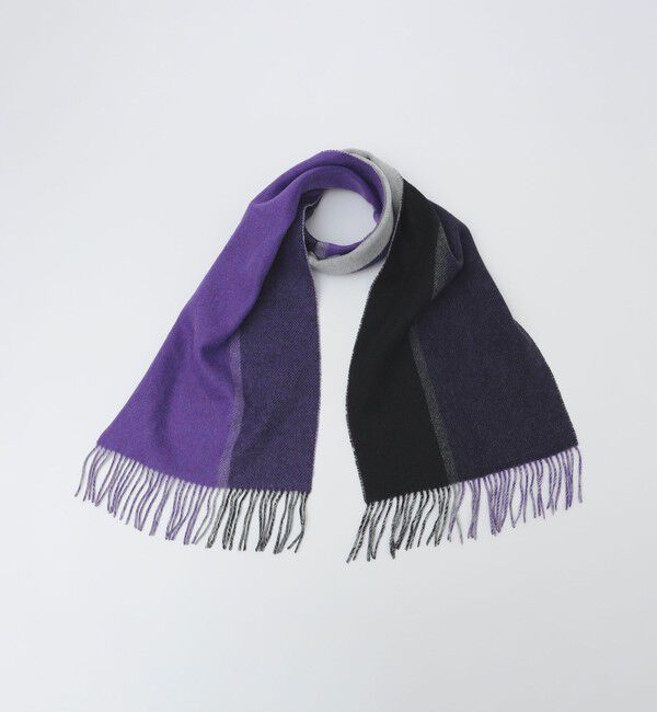 SHIPS「SHIPS: パネル カシミヤ ダブルフェイス マフラー」|ストール|パープル