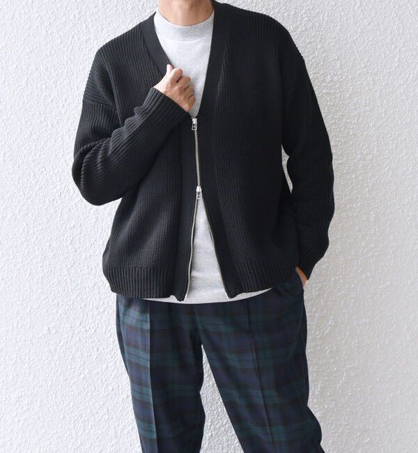 SHIPS any「SHIPS any:〈手洗い可能〉畦編み ドライバーズ Vネック ショート ジップ カーディガン◇」|カーディガン|