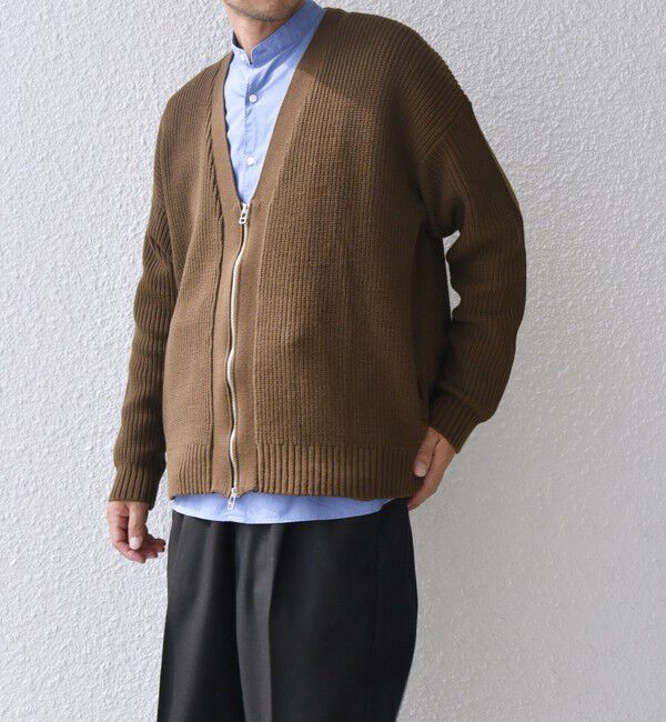 SHIPS any「SHIPS any:〈手洗い可能〉畦編み ドライバーズ Vネック ショート ジップ カーディガン◇」|カーディガン|