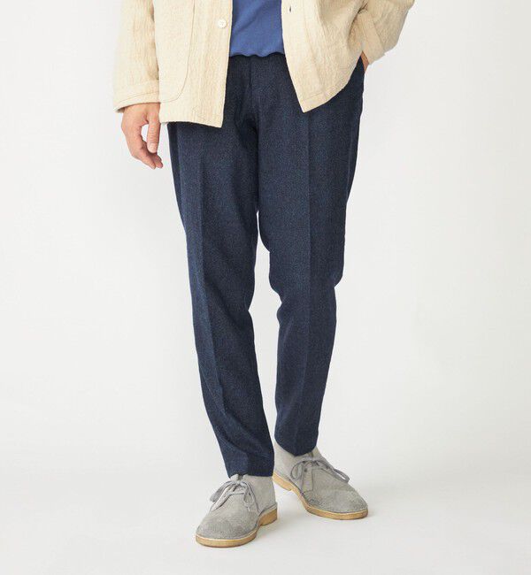 SHIPS「SHIPS: RENEWOOL ホームスパン イージーパンツ」|チノ|ネイビー