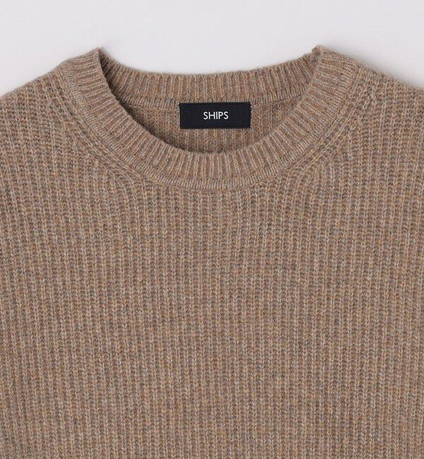 SHIPS「SHIPS:〈手洗い可能〉7ゲージ ブラッシュド コットン クルーネック プルオーバー ニット」|ニット・セーター|