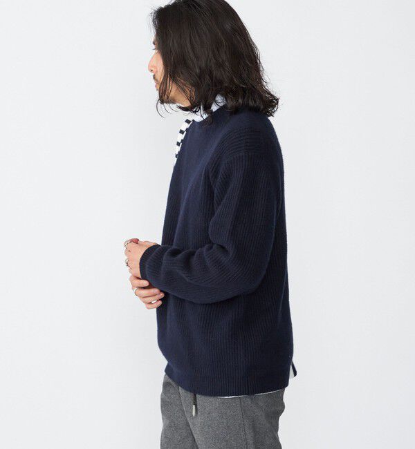 SHIPS「SHIPS:〈手洗い可能〉7ゲージ ブラッシュド コットン クルーネック プルオーバー ニット」|ニット・セーター|