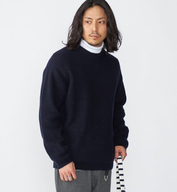 SHIPS「SHIPS:〈手洗い可能〉7ゲージ ブラッシュド コットン クルーネック プルオーバー ニット」|ニット・セーター|