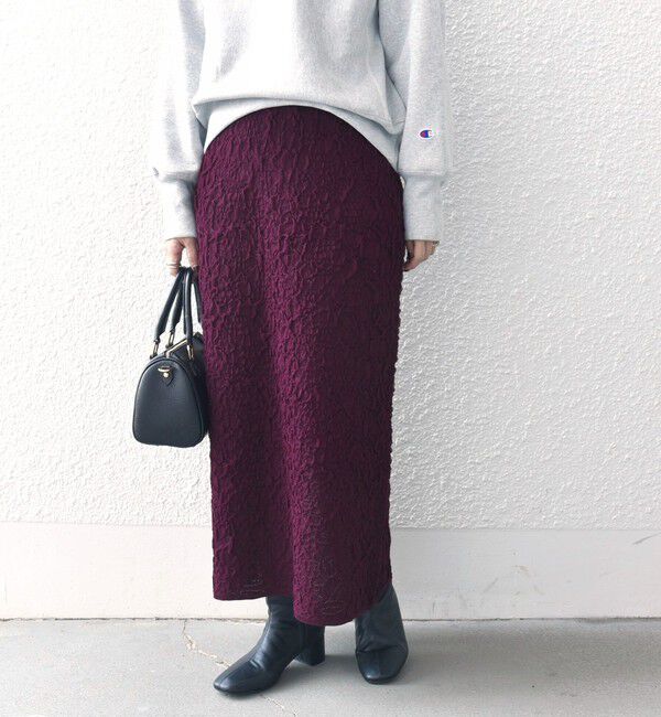 SHIPS any「SHIPS any:〈手洗い可能〉ジャカード バンピー Iライン ロング スカート」|スカート|